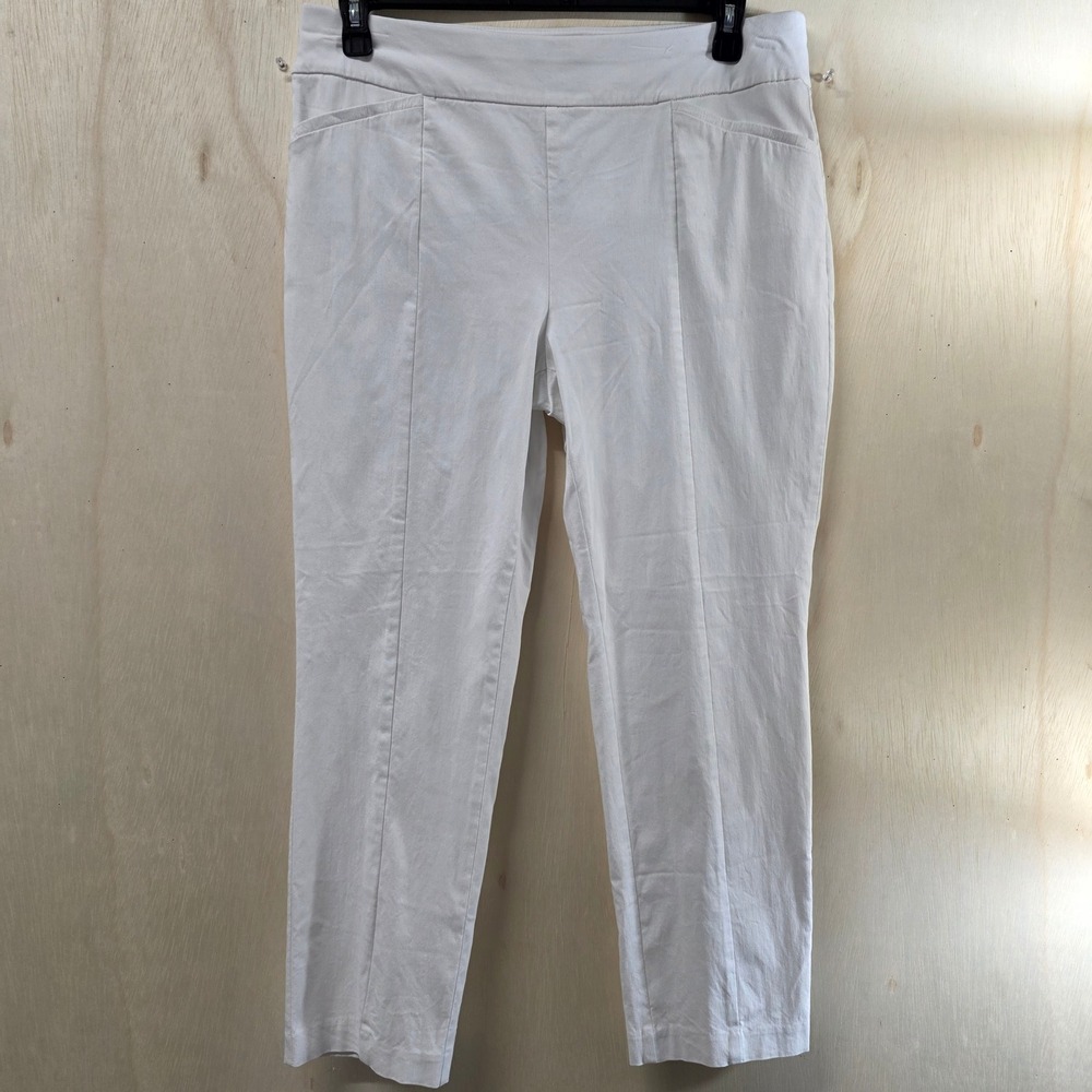 Chico's Fabulously Slimming White Pintuck Stretch Ankle Pants 2 US 12
